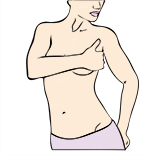 woman examining breast graphic