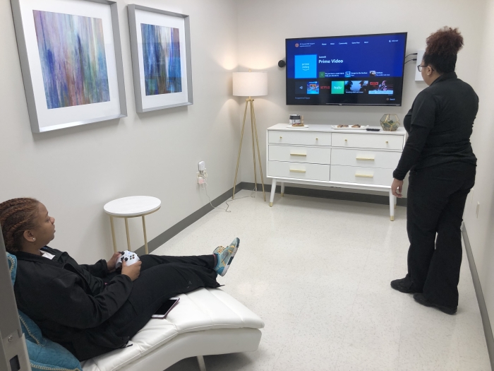 patient room with tv
