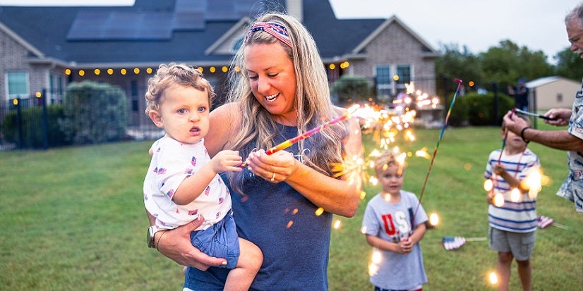 Kids doing fireworks